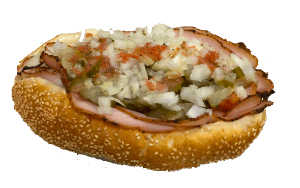 A pastrami sub from Giamela's